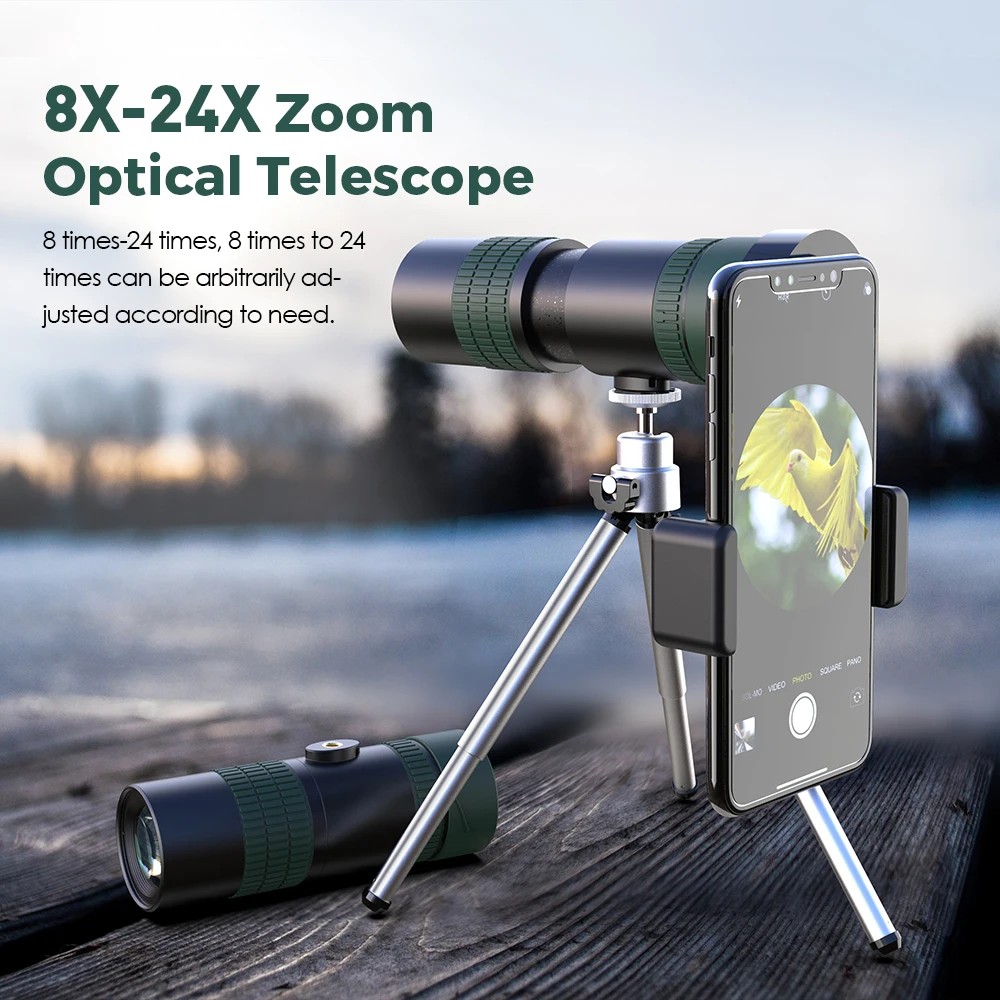 APEXEL 8-24x30 Zoom Artinimo Teleskopo objektyvo Monokuliariniai Ilgo Nuotolio Galingas, Sulankstomas Tele telefono lęšiai, skirti telefonai Medžioklės Kempingas