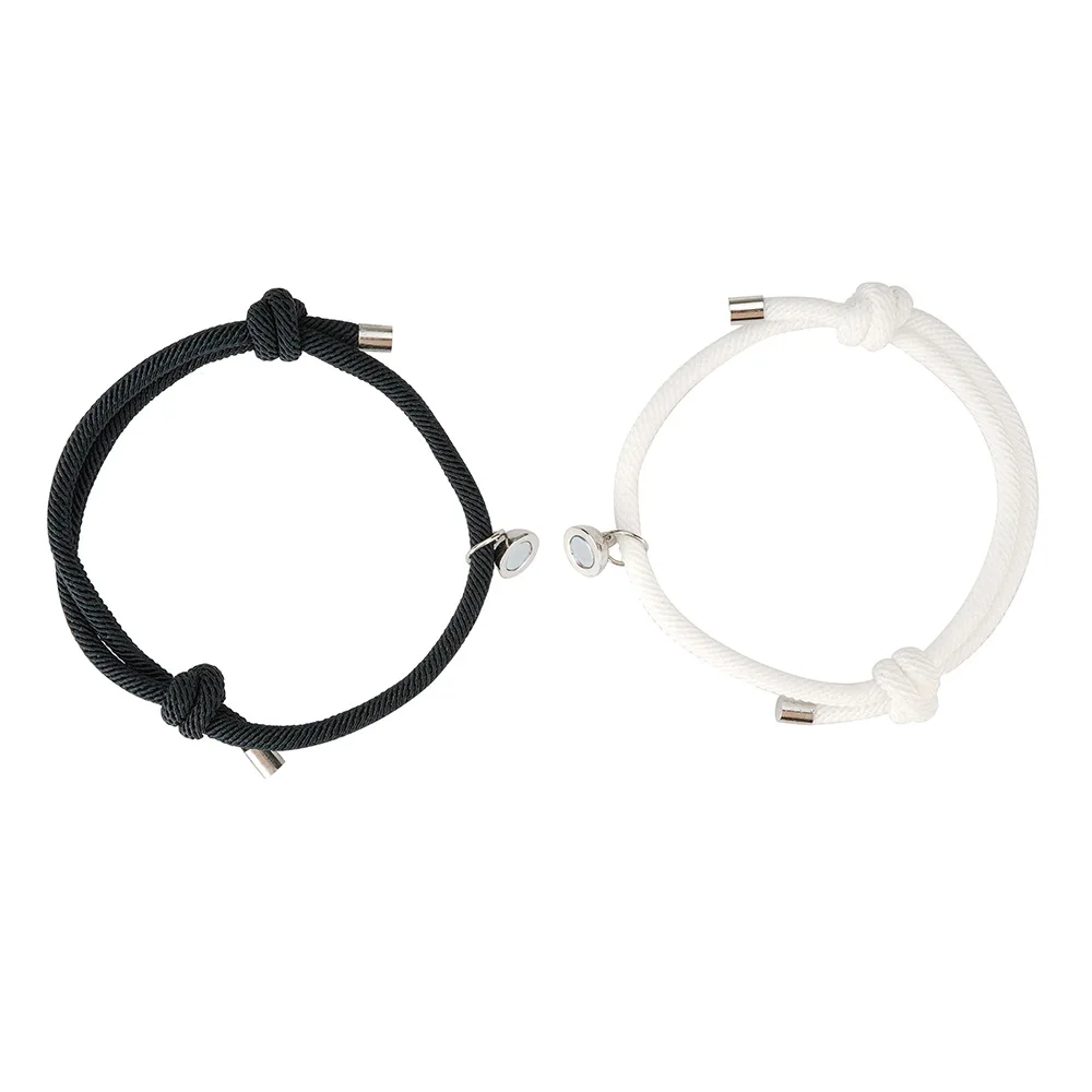 2pc Romantic Magnet Attracts Couple Bracelet Heart Lover Bracelet For Women Men Rope Chain Adjustable Charm Bracelet Jewelry