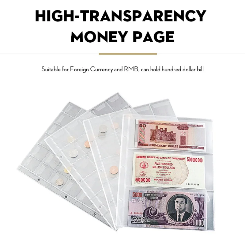 4 Kišenės Valiuta Puslapyje Pinigų Sąskaitą Pastaba Saugojimo Turėtojas Skaidrios PVC, Namų Saugojimas