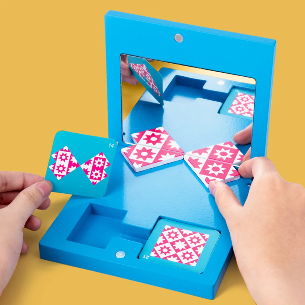 Vaikai Puzzle Nustatyti Veidrodyje Puzzle Žaidimas IQ 5.5x5.5cm Rinkinys
