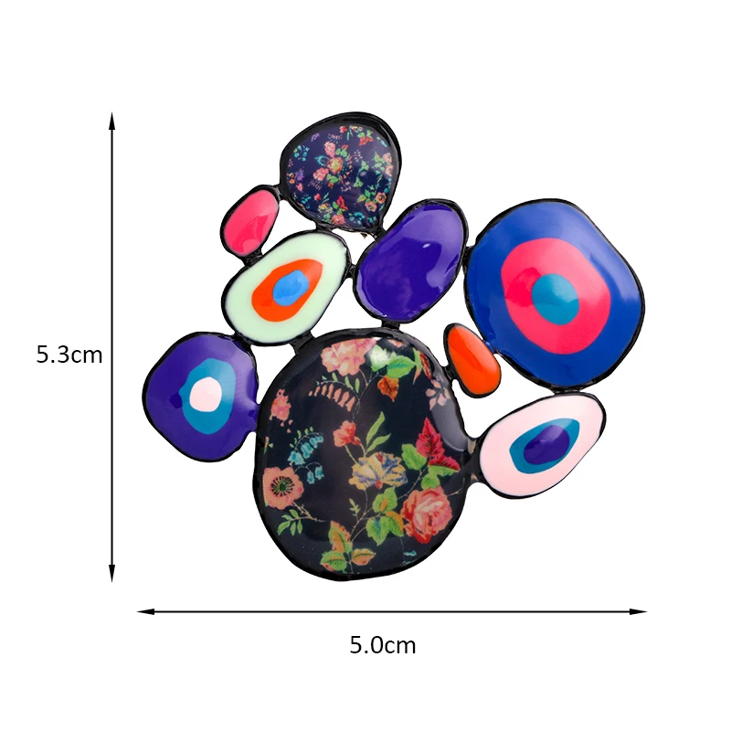 Wuli&baby Emalio Gėlių, Geometrinių Sages Moterims Unisex 4-color 
