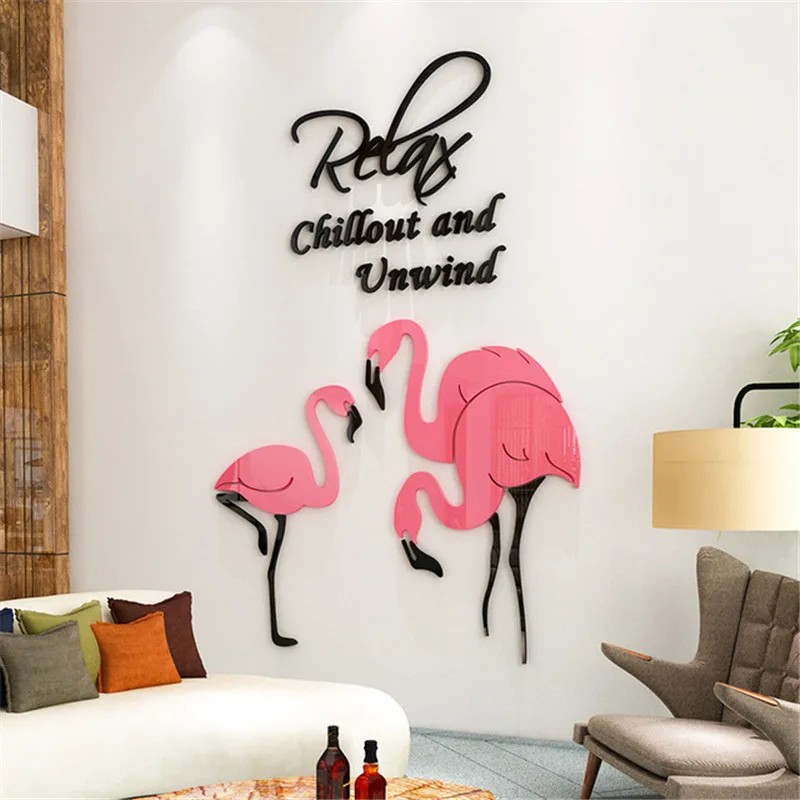 Šiaurės Flamingo 3D Sienų Lipduko Už Gyvenamasis Kambarys, Vaikų Kambarys Veranda Miegamųjų Namo Apdailos Lipdukai, lipnios sienų Tapetai