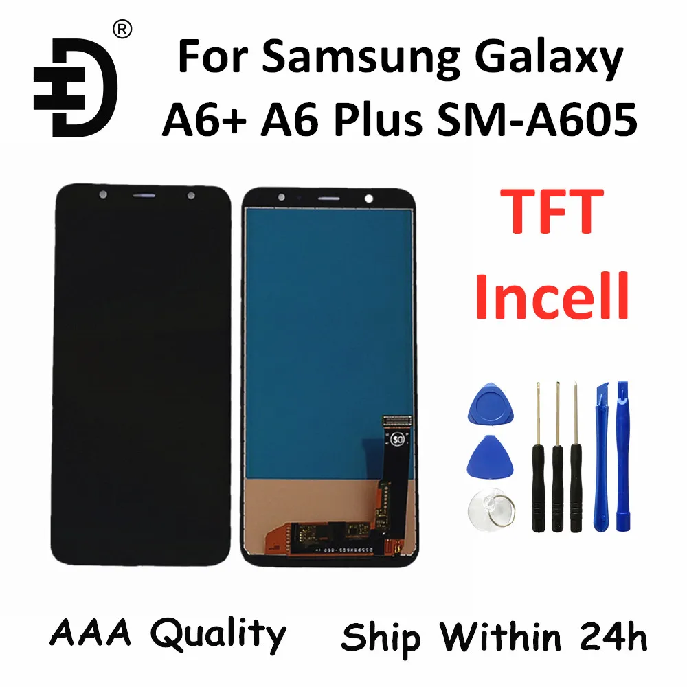 TFT Incell LCD Samsung Galaxy A6 Plius LCD Ekranas Jutiklinis Skydelis skaitmeninis keitiklis Asamblėjos LCD Samsung A6Plus A605 LCD Pakeitimo