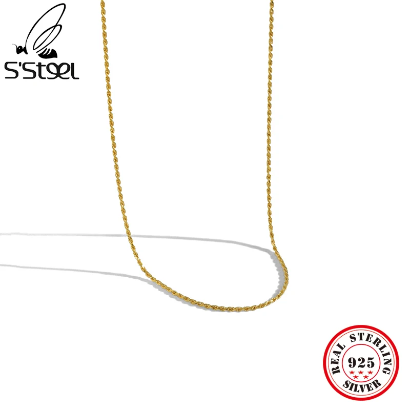 S'STEEL 925 Sterlingas Sidabro Karoliai Dovana Moterims Minimalistinio Dizaineris Asmeninį Grandines Aukso Karoliai Fine Jewelry Colgante