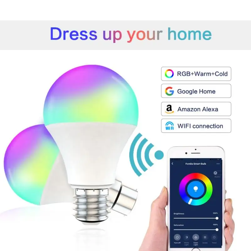 15W WiFi Smart Lemputės B22 E27 LED RGB Lempos Dirbti su Lempa RGBW RGBWW Smart Lempos B22 Muzikos Valdymo Taikomos IOS /Android