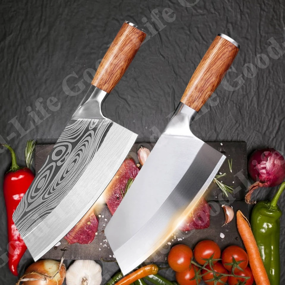 8 Virtuvinis Peilis Damaske Lazerio Modelis Kinų Virėjo Peilis Nerūdijančio Plieno Kaltiniai Mėsos Cleaver Mėsininkas Daržovių Pjovimo Peilis