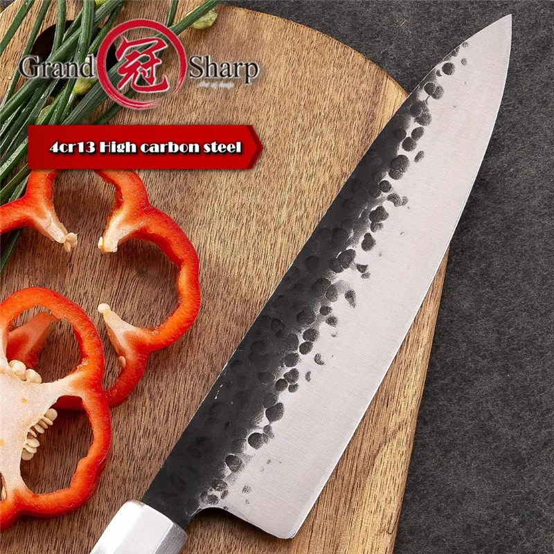 Virtuvės Peilių Rinkinys, 4 Vnt Aukštos kokybės Chef Peiliai Santoku Nakiri Kiritsuke Gyuto Didelis Anglies Virimo Profesinės GRANDSHARP