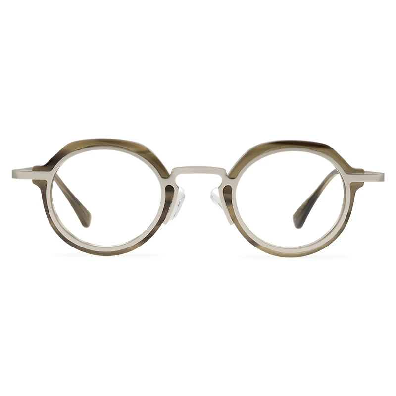 Moteris madinga rėmo akiniai spalvos dryžuotas mažas apvalus rėmo akiniai geltoni akiniai