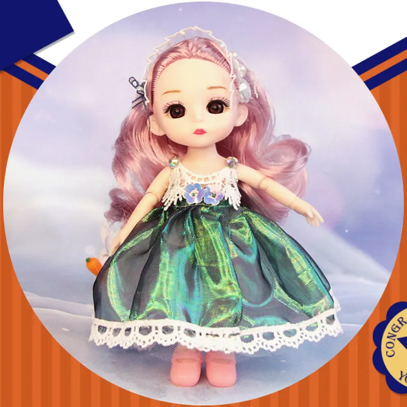 BJD Doll 16cm Lėlės Mados Princesė ubierz Rinkinys su 13 Sąnarių Judantys 3D Akis 1/12 Žaisti Namas Mergina Žaislas Geriausios Dovanos Vaikams