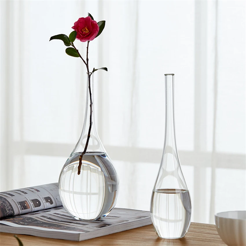 Naujas Kinų Stiliaus Skaidraus Stiklo Vaza Gėlių Kompozicijų Hydroponic Augalų Mažos Burnos Vazos Vadovas Pučia Butelis Namų Dekoro
