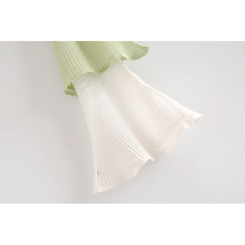 Merodi 2020 moterų mados dryžuotas vasaros elastinga megztinis elegantiškos ledi kaskada seniai blyksnius rankovės plonas megztas megztinis megztinis femme