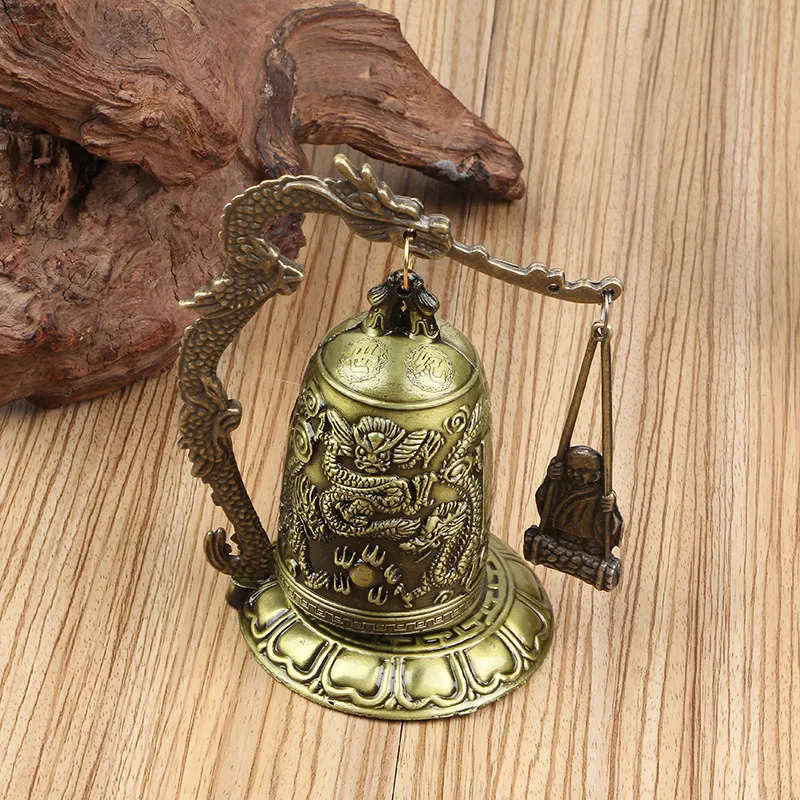 Budizmo Šventykla, Žalvario, Vario Dragon Bell Laikrodis Raižyti Statula 