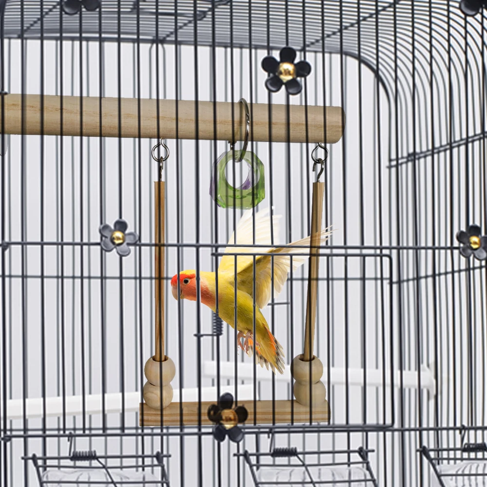 Paukščių Sūpynės Žaislas Medinis Papūga Ešerys Stovi Playstand su Kramtomoji Karoliukai Narve Miega Stovėti Žaisti Žaislai Budgie Paukščiai
