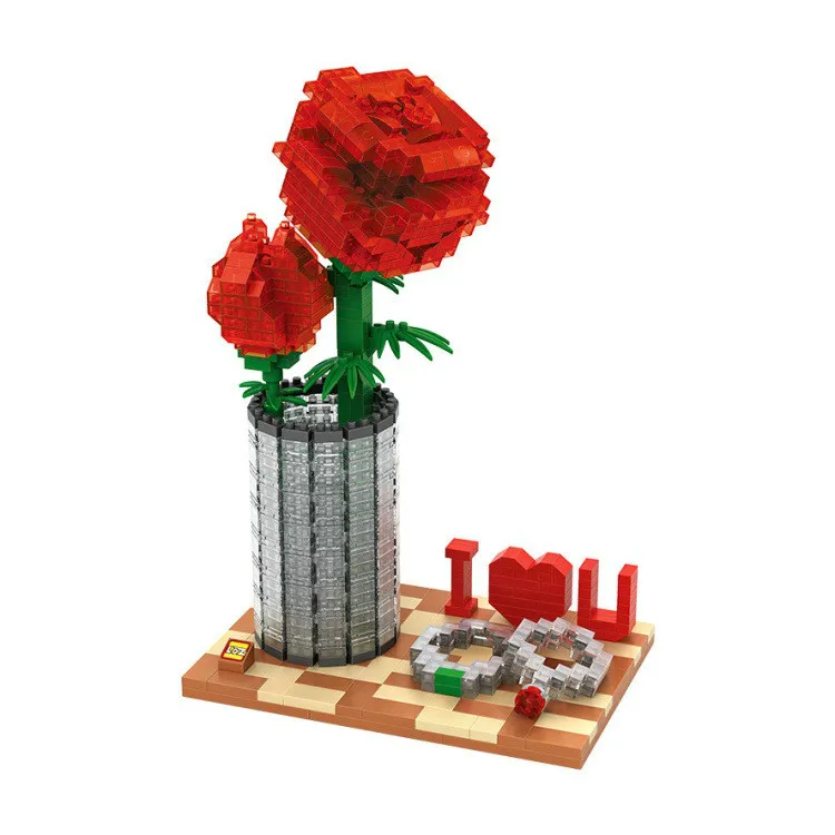 920pcs 9022 Rose Diamond Blokai Valentino Dieną Myliu Tave Pastato Žaislai Raudona Rožė Aukcioną Paveikslas Suaugusiems, Žaislai, Dovanos Mergaitėms