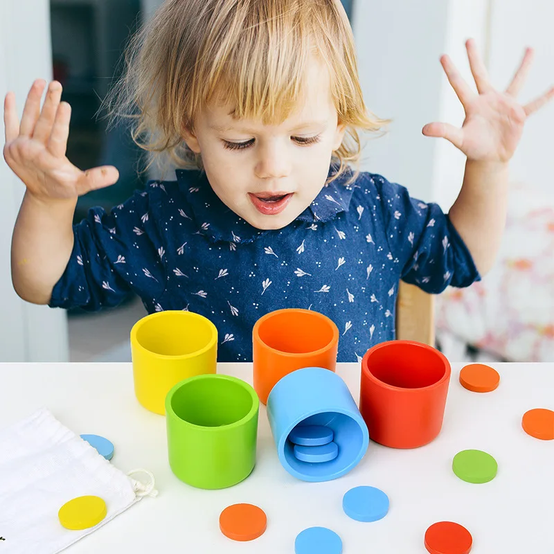 Montessori Kūdikių Bamblys Ikimokyklinio Amžiaus Vaikams, Kurie Mokosi Švietimo Mediniai Žaislai, Mokymosi, Vaikų Žaidimai, Spalvos Rūšiavimo Taurės 2 Metų