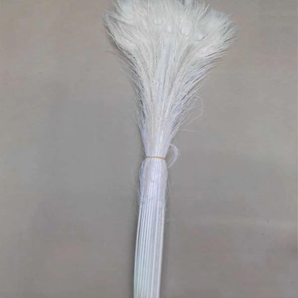 10vnt Balta Retos Smėlio spalvos Natūralios Povo Plunksna 80-90cm / 32-36inch 