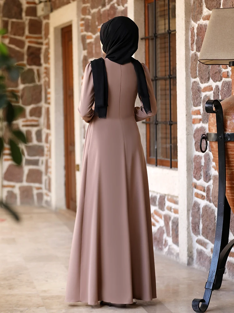 Naujojo Sezono Moterų Suknelė, Hijab Pusėje Pynimas Išsamios Sudegintasis Sijonas Modeliuojama Kokybės Turkijos Padarė Ramadanas Mubarakas Bayram Musulmonų