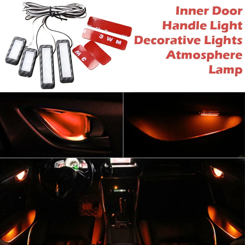 LED Ambient Light Car Vidinis Dubuo Porankiu Žibintai Vidaus Durų Rankena Šviesos Dekoratyvinės Lempos Automobilių Reikmenys