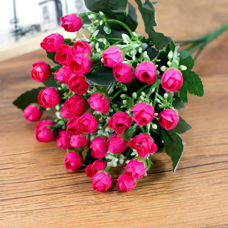 27cm Rose Pink Silk Bijūnas Dirbtinių Gėlių Puokštė Mažas Galvos, Pigūs Netikrą Gėlės Namuose Vestuvių, Gimtadienio Apdaila