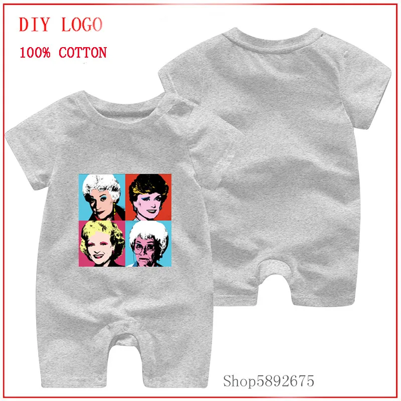 Aukso Warholas Merginos spausdinti Romper Vasaros Berniukų Ir Mergaičių Mados Naujagimiui Laipiojimo prekių Ženklų Drabužius Kūdikiams, Kostiumai, naktiniai marškiniai, pižamos