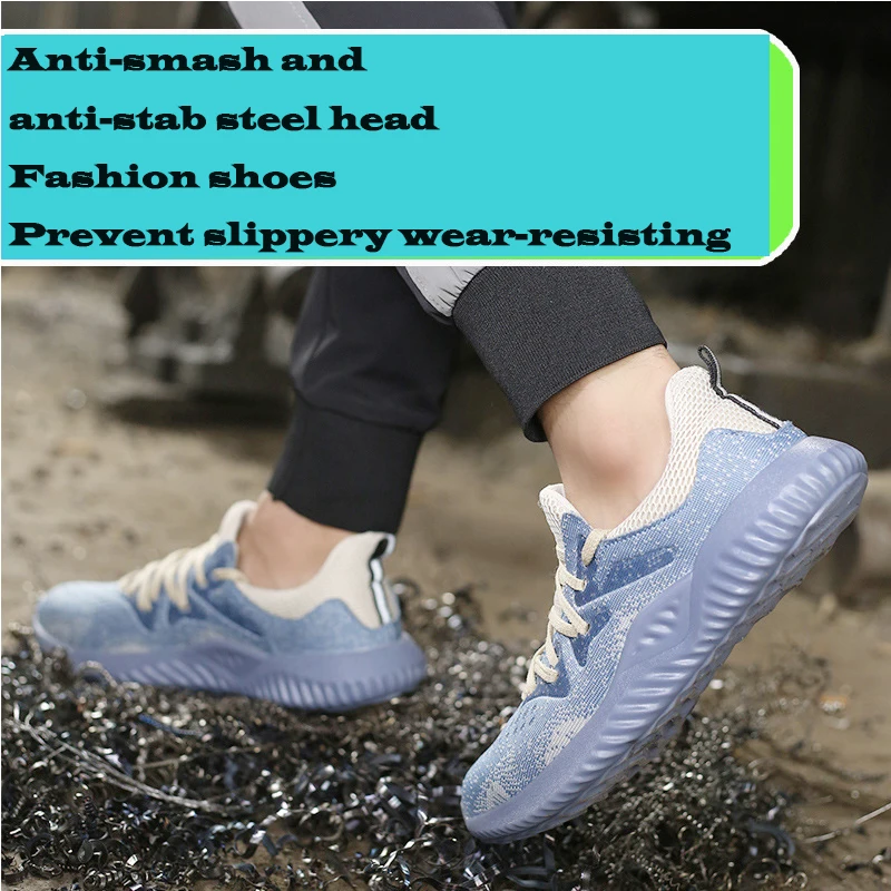 Plieno toe cap nesunaikinami darbo batai lengvas, minkštas padas saugos batai vyrų ir moterų dezodorantas kvėpuojantis darbo batai