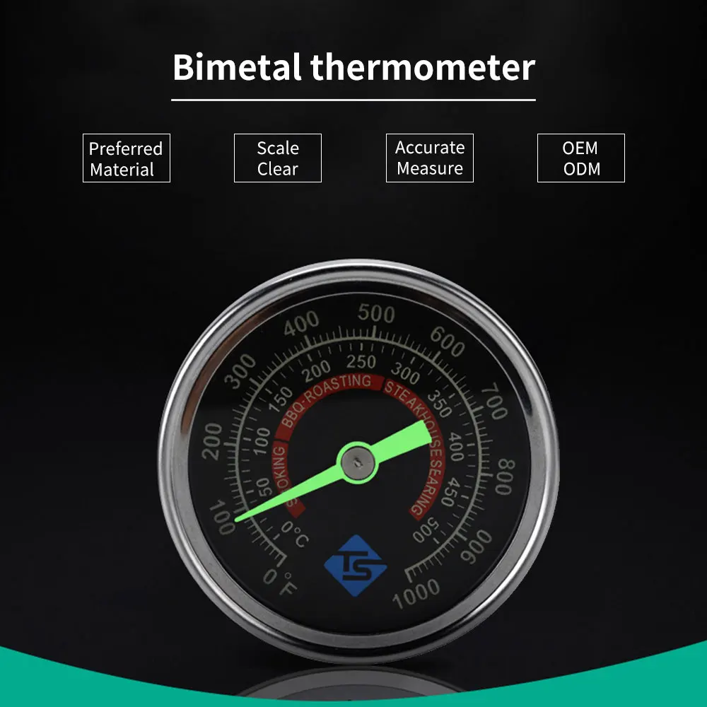 Liuminescencinės Orkaitės Termometras GRILIS Grilis Rūkalius Temperatūros Indikatorius 0-1000℉ Nerūdijančio Plieno Bimetalinė Lauko Stovykla Priemonė Namų