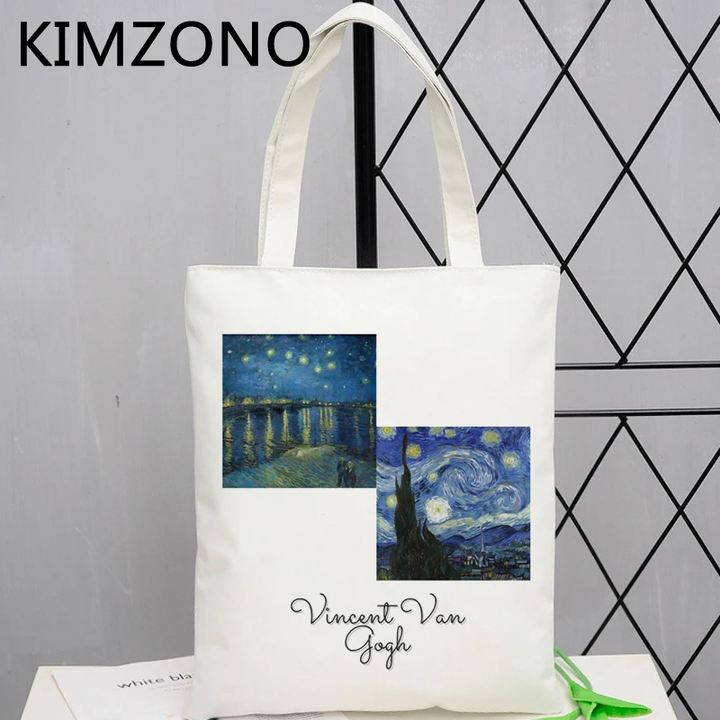 Van Gogh pirkinių krepšys drobės džiuto pluošto krepšys, bakalėjos shopper, recirkuliacijos maišelį ekologinio maišelis audinio bolsas ecologicas bag medžiaga cabas