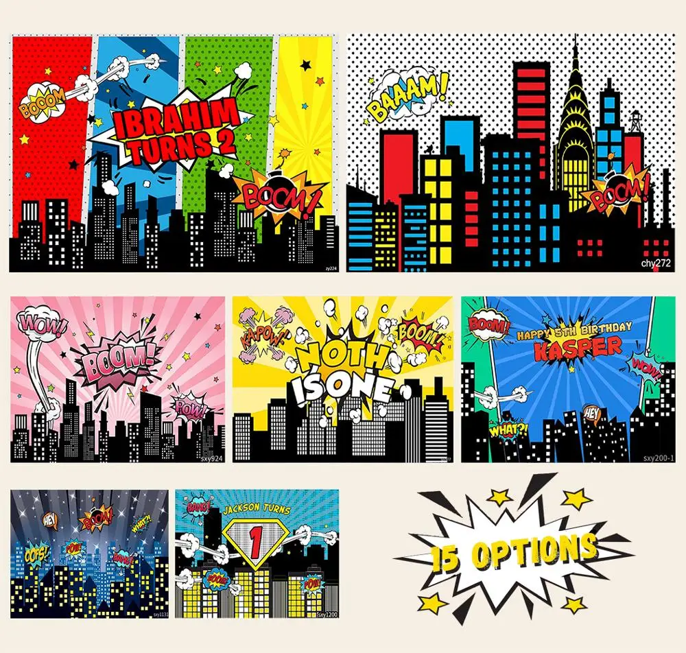 Custom Fone Gimtadienio Superhero Animacinių Filmų Vaikams Bumas Fotografijos Fone Photophone Foto Studija, Foto Prekėms, Vinilo