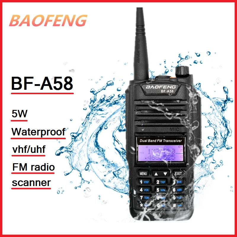 BAOFENG BF-A58 Vandeniui Walkie Talkie Skaitytuvas Radijo VHF UHF radijo stotelė Kumpis Jūrų CB Radijo Įkraunama Siųstuvas Ilgo Nuotolio