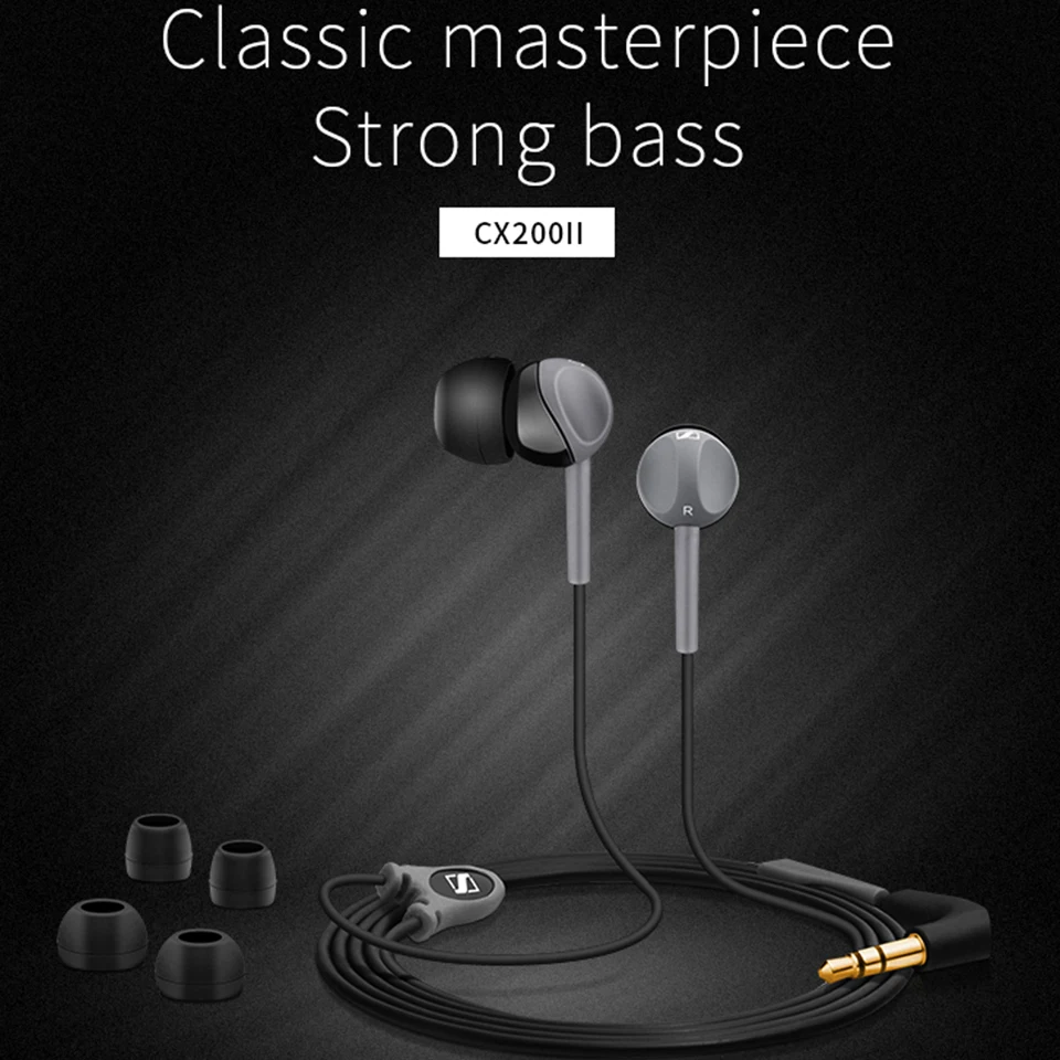 Originalus Sennheiser CX200 3.5 mm Laidinio Ausinės Stereo Muzikos, Sporto Pure Bass laisvų Rankų įranga 1-Mygtukas Nuotolinio Rankas-nemokamai Skambinti su Mic