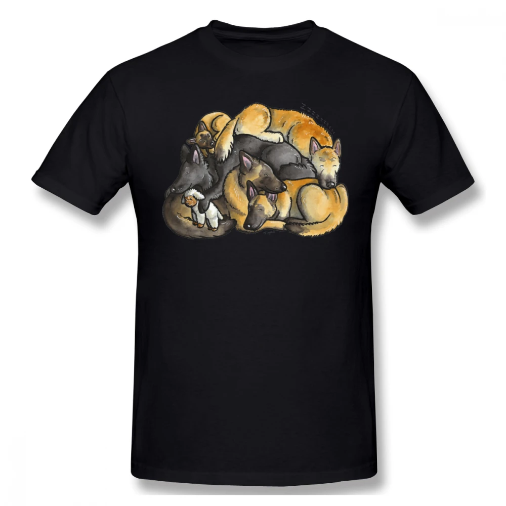 Vienas Yona Malinua Marškinėliai Miega Krūva Belgų Aviganių T-Shirt 100 Medvilnės Marškinėliai, Mielas Atsitiktinis Vyras Spausdinti Marškinėlius