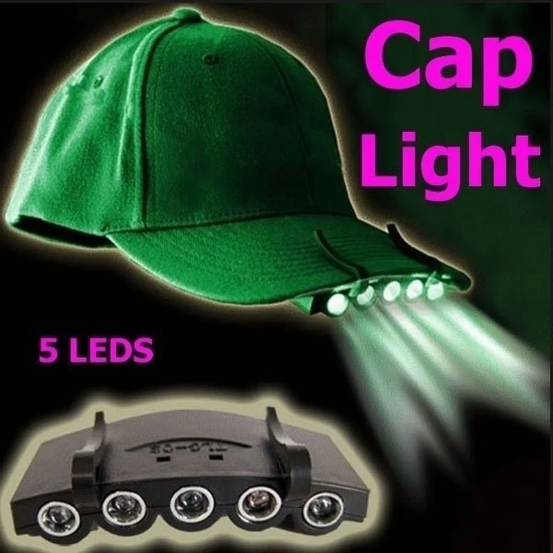 5 LED Bžūp Skrybėlę Galvos Žvejyba, Kempingas Dviračiu Naktį Šviesos Žvejybos Įranga (neįeina Bžūp)