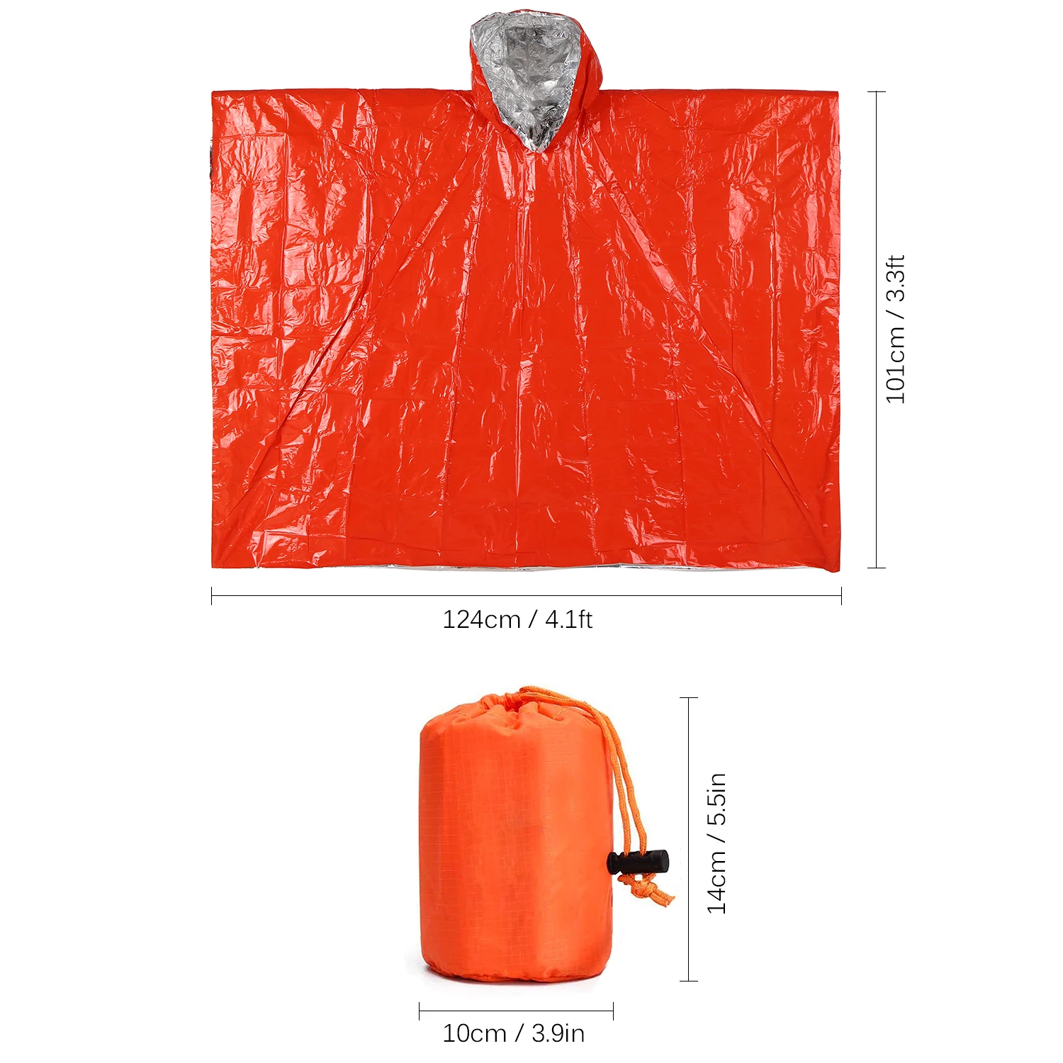 Lauko Ultralight Nešiojamų Orange Pagalbos Izoliacija Lietpaltis Aliuminio Plėvelės Poncho Šalčio Izoliacija Rainwear Su Saugojimo krepšys