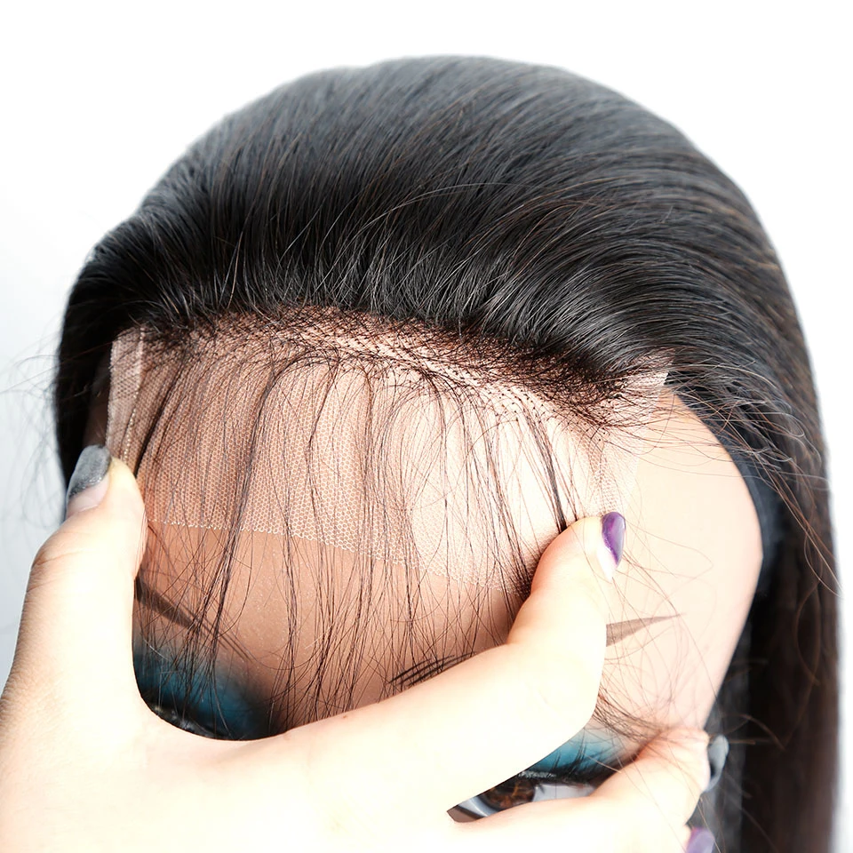 4x4 Tiesiai Banga Nėrinių Uždarymo Brazilijos Plaukų Su Kūdikio Plaukų, Juoda Moterys Prieš Nupeštos Priekinės Natūralių Spalvų Uždarymo Plaukų