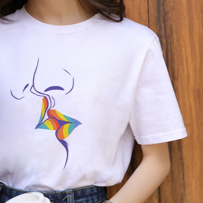 90-ųjų Grafikos Atsitiktinis Marškinėlius Mados Viršūnes Tee Femme Lgbt Harajuku Vaivorykštė 