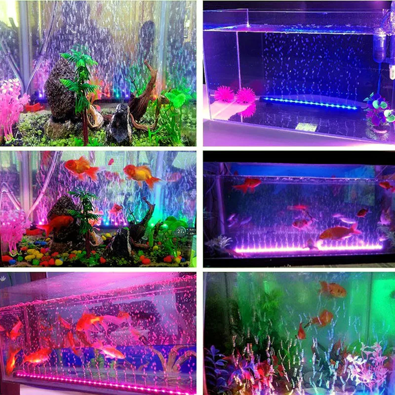 Akvariumas Kraštovaizdžio Dekoratyvinės Lempos Burbulas spalvotu LED Povandeninis Žibintas Oro Siurblys Deguonies Burbuliukų Baras Akvariumas Priedai