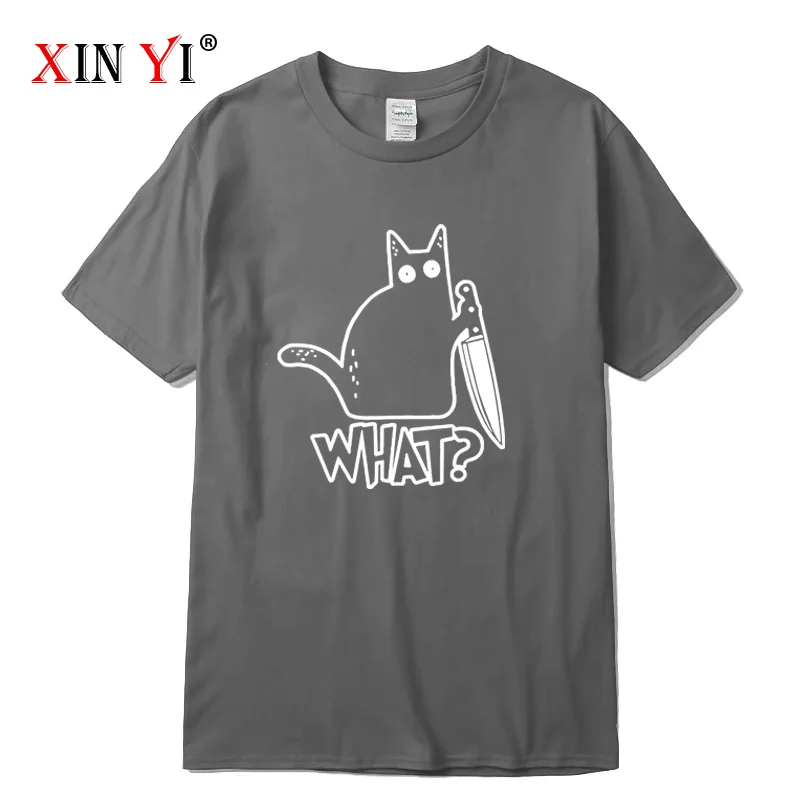 XIN YI vyriški T-shirt Aukštos Kokybės Medvilnės peilis katė spausdinti vyrų marškinėliai atsitiktinis palaidų vyrų marškinėlius, o-kaklo t-shirt vyrai tees viršūnės
