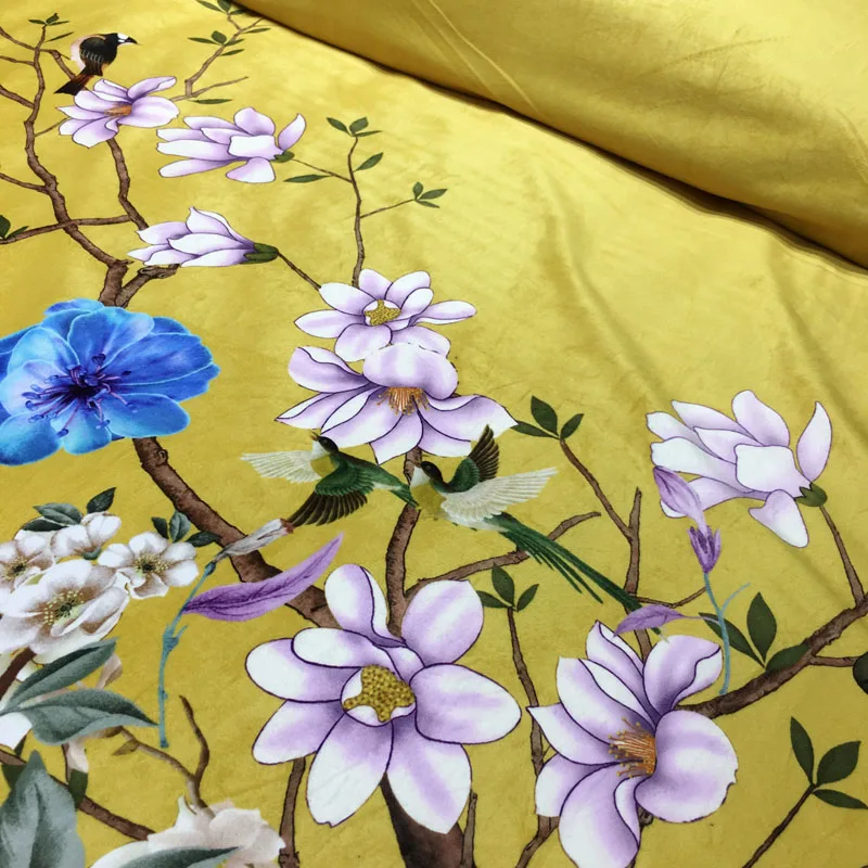 Prabangus Kinų Stiliaus Gėlių Povas Spausdinimo Žiemos Vilnos Audinio Patalynės komplektas Flanelė Antklode padengti paklode/Patalynė pagalvių Užvalkalai
