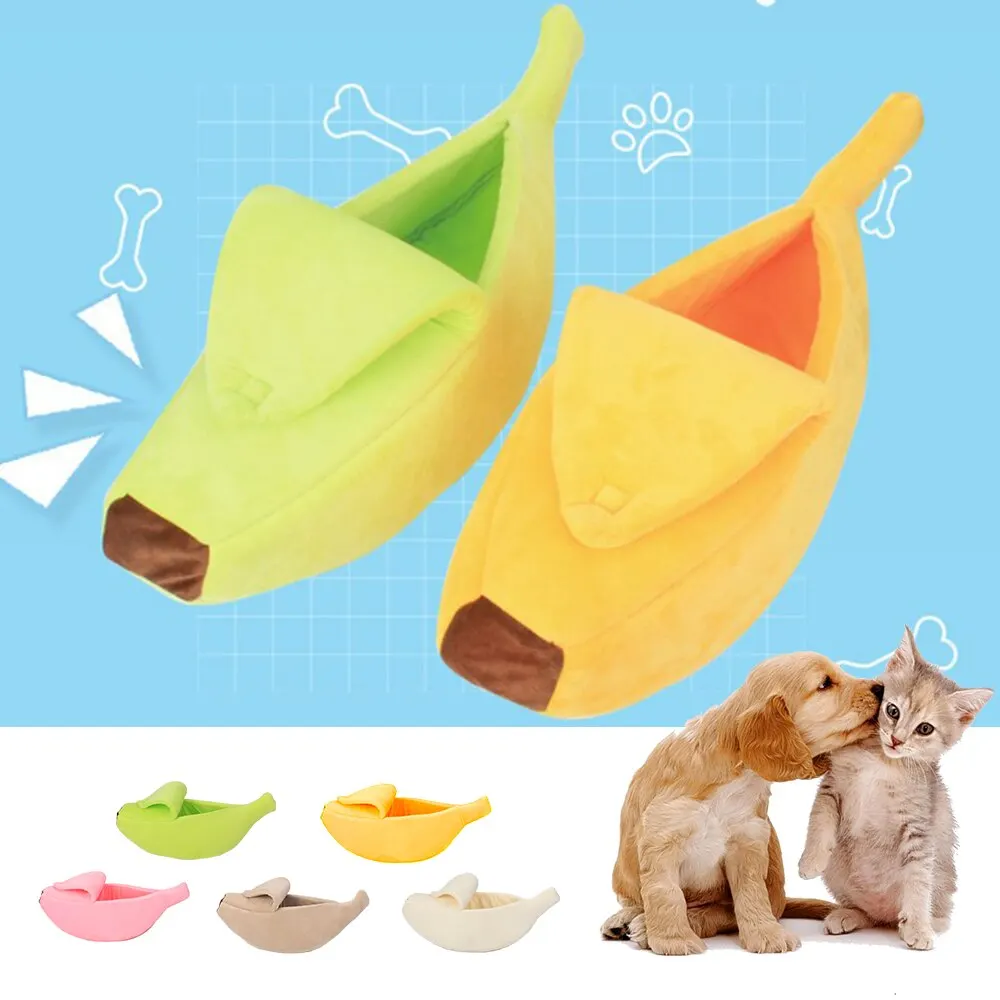 Smulkių Naminių Gyvūnėlių Lovos Bananų Formos Namas Purus Šiltas Minkštas Pliušinis Kvėpuojantis Lova Bananų Kačių, Šunų Lovos Mažylis Pagalvėlė Krepšelį Šiltas Nešiojamų