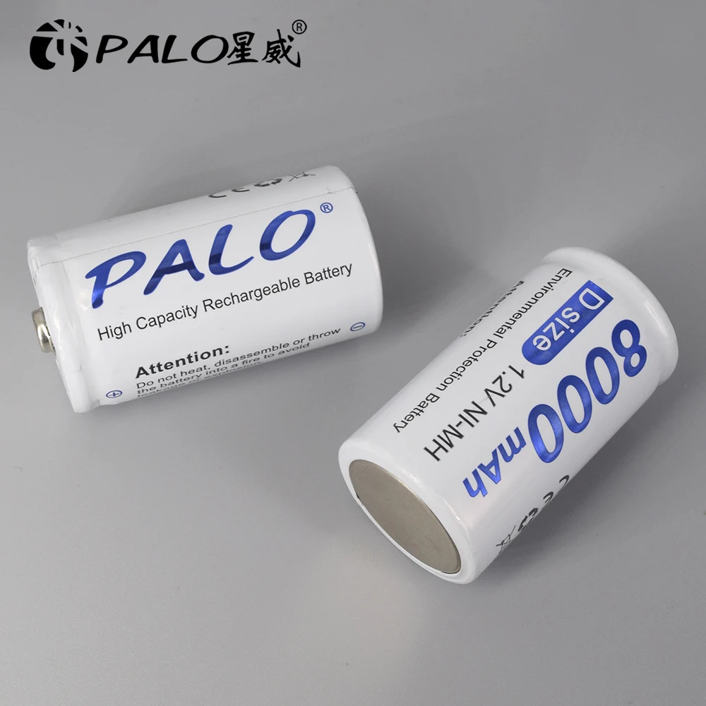 PALO 8000mAh 1.2 V D dydžio, daugkartinio įkrovimo baterija D tipo baterijos flash šviesos dujų viryklė radijo šaldytuvas su baterija atveju