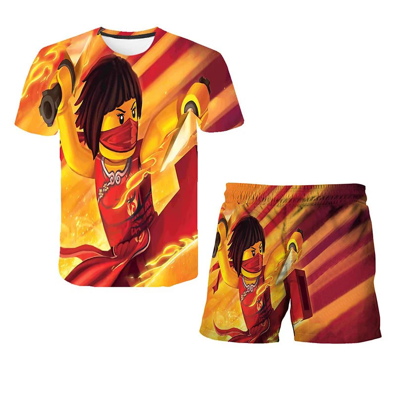 Berniukas, Mergaitė drabužius Vasaros Kostiumas Anime 3D animaciją tee Berniuko, Drabužiai Vaikams, miela Ninja Drabužius Ninjago marškinėliai Vaikams Drabužių