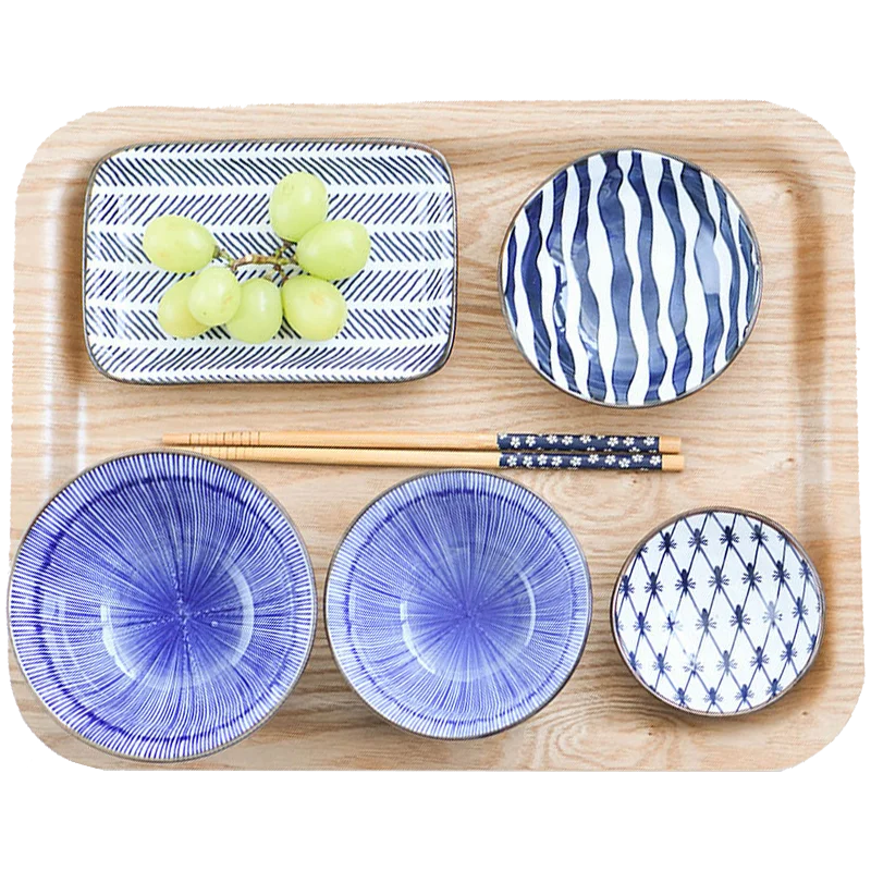 JSWORK Japoniško Stiliaus Keramikos Vakarienė Nustatyti Plokštės Patiekalas Dubenį, Peiliai, Porcelianas, Stalo reikmenys Indai Vieno Asmens Maisto