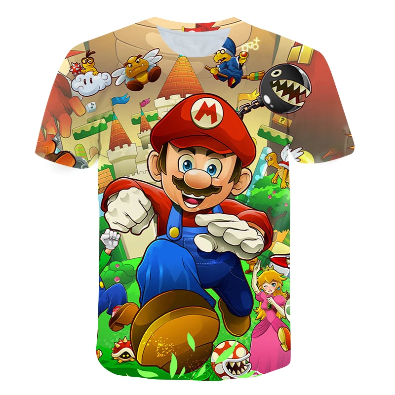 Mario vaikų marškinėliai, 3D spausdinimas originalaus stiliaus apvalios kaklo trumparankoviai marškinėliai, topai 3-14 metų amžiaus jaunimo drabužių