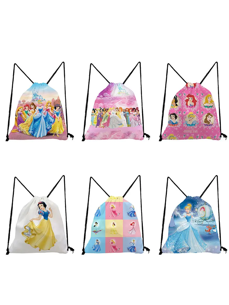 Karšto Pardavimo Disney Princess Spausdinti Kuprinė Mergaitė Animaciją Raišteliu Maišelį Bookbag Aukštos Kokybės Saugojimo Krepšys 