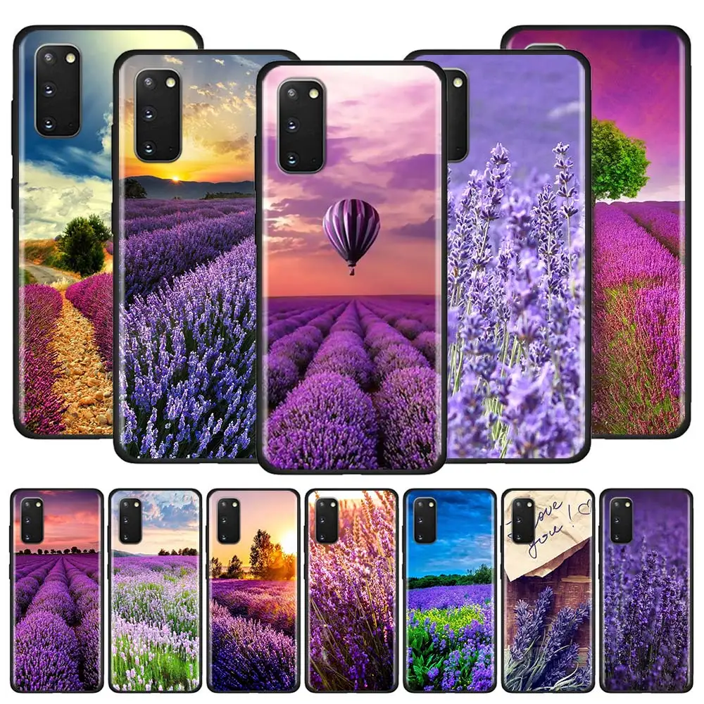 Case For Samsung Galaxy Note 10 Lite Plius 20 Ultra 8 9 S20 FE S21 S10 Minkštas Silikoninis Telefono Dangtelį Funda Violetinės Levandos Gėlių Maišeliu