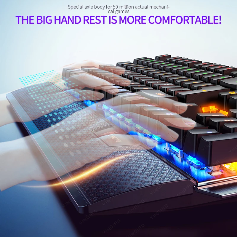 Žaidimų Mechaninė Klaviatūra USB Laidinio 108 klavišus su RGB Apšvietimas Raudona/Mėlyna Jungiklis PC Kompiuteris Gamer Mechaninė Klaviatūra
