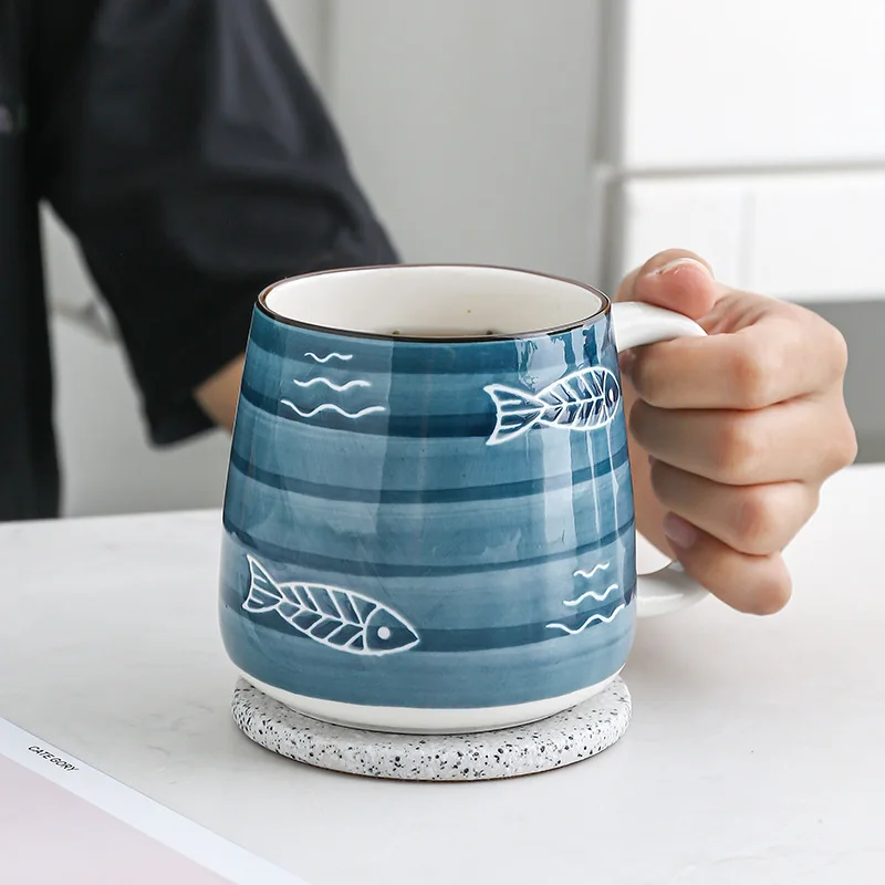 500ml Keramikos Puodelis Japonų Rankomis Dažyti Underglaze Spalva Popietę Arbatos Puodelio Pusryčiai Puodelius Kavos, Pieno Mėgėjams Puodeliai Vandens