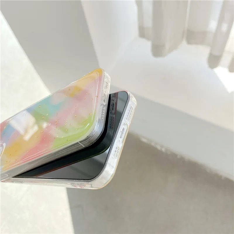 Mielas Dažytos Klijai Vaivorykštės Spalvų Telefono dėklas Skirtas iphone 12 mini Pro 11 Max XR X XS Max 8 7 plus SE 2020 Padengti Minkštos Apsaugos Atveju