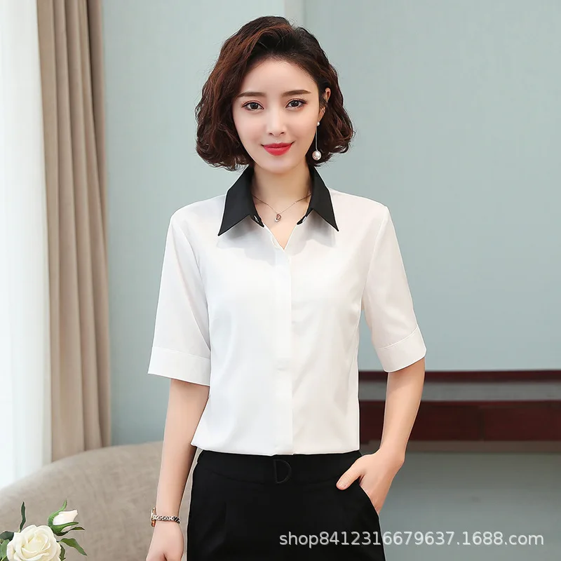 Korėjos Mados Šifono Moterims Palaidinės Office Lady Marškinėliai ir Vasaros Palaidinė trumpomis Rankovėmis Prarasti Moterims Topai ir Palaidinės