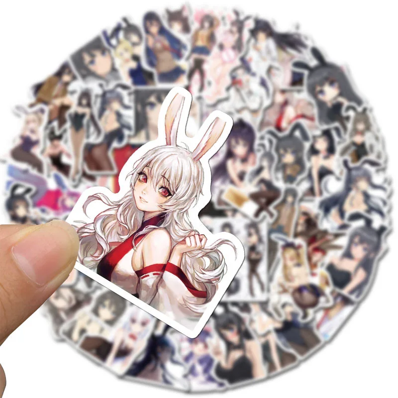 50Pcs Sexy Bunny Girl Hentai Lipdukai Anime Mix Pack Nešiojamas Telefono dėklas Grafiti Riedlentė Dviratį užrašų knygelė 
